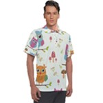 Forest Seamless Pattern With Cute Owls Men s Polo T-Shirt