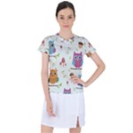 Forest Seamless Pattern With Cute Owls Women s Sports Top