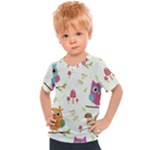 Forest Seamless Pattern With Cute Owls Kids  Sports T-Shirt
