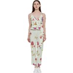 Forest Seamless Pattern With Cute Owls V-Neck Camisole Jumpsuit