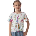 Forest Seamless Pattern With Cute Owls Kids  Cuff Sleeve Scrunch Bottom T-Shirt