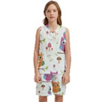 Forest Seamless Pattern With Cute Owls Kids  Basketball Mesh Set