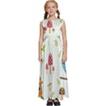 Forest Seamless Pattern With Cute Owls Kids  Satin Sleeveless Maxi Dress