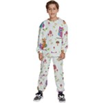 Forest Seamless Pattern With Cute Owls Kids  Sweatshirt set