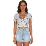 Forest Seamless Pattern With Cute Owls V-Neck Crop Top