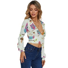 Long Sleeve Deep-V Velour Top 