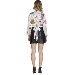 Long Sleeve Tie Back Satin Wrap Top 
