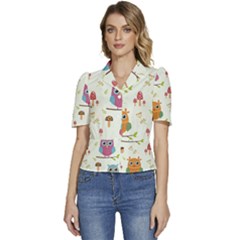 Puffed Short Sleeve Button Up Jacket 