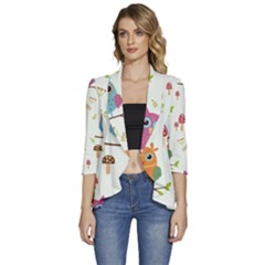 Women s 3/4 Sleeve Ruffle Edge Open Front Jacket 