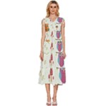 Forest Seamless Pattern With Cute Owls V-Neck Drawstring Shoulder Sleeveless Maxi Dress
