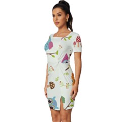 Fitted Knot Split End Bodycon Dress 