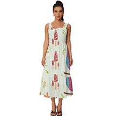Square Neckline Tiered Midi Dress 