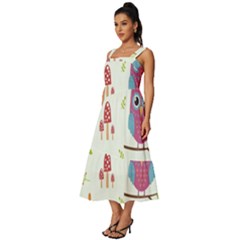 Square Neckline Tiered Midi Dress 