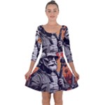 ai generator t hirt design Quarter Sleeve Skater Dress