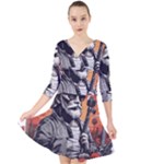 ai generator t hirt design Quarter Sleeve Front Wrap Dress