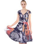 ai generator t hirt design Cap Sleeve Front Wrap Midi Dress