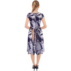 Cap Sleeve Front Wrap Midi Dress 