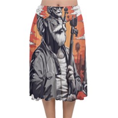 Velvet Flared Midi Skirt 
