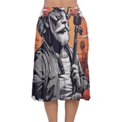 Velvet Flared Midi Skirt 