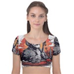 ai generator t hirt design Velvet Short Sleeve Crop Top 