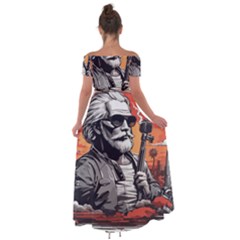 Off Shoulder Open Front Chiffon Dress 