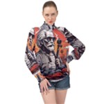 ai generator t hirt design High Neck Long Sleeve Chiffon Top