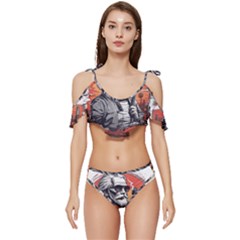 Ruffle Edge Tie Up Bikini Set	 