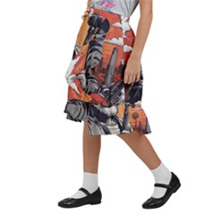 Kids  Ruffle Flared Wrap Midi Skirt 