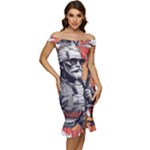 ai generator t hirt design Off Shoulder Ruffle Split Hem Bodycon Dress