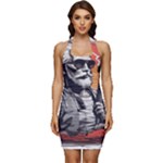 ai generator t hirt design Sleeveless Wide Square Neckline Ruched Bodycon Dress