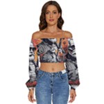 ai generator t hirt design Long Sleeve Crinkled Weave Crop Top