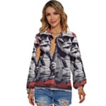 ai generator t hirt design Women s Long Sleeve Button Up Shirt