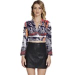 ai generator t hirt design Long Sleeve Tie Back Satin Wrap Top