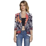 ai generator t hirt design Women s 3/4 Sleeve Ruffle Edge Open Front Jacket