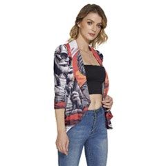 Women s 3/4 Sleeve Ruffle Edge Open Front Jacket 