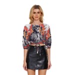 ai generator t hirt design Mid Sleeve Drawstring Hem Top
