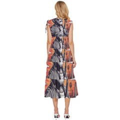 V-Neck Drawstring Shoulder Sleeveless Maxi Dress 