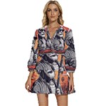 ai generator t hirt design V-Neck Placket Mini Dress
