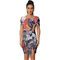 Fitted Knot Split End Bodycon Dress 