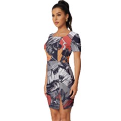 Fitted Knot Split End Bodycon Dress 