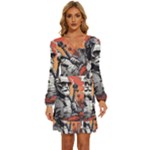 ai generator t hirt design Long Sleeve Waist Tie Ruffle Velvet Dress