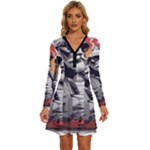ai generator t hirt design Long Sleeve Deep V Mini Dress 