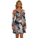 ai generator t hirt design Long Sleeve Wide Neck Velvet Dress