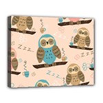 Seamless Pattern Owls Dream Cute Style Pajama Fabric Canvas 14  x 11  (Stretched)