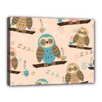 Seamless Pattern Owls Dream Cute Style Pajama Fabric Canvas 16  x 12  (Stretched)