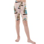 Seamless Pattern Owls Dream Cute Style Pajama Fabric Kids  Mid Length Swim Shorts