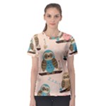 Seamless Pattern Owls Dream Cute Style Pajama Fabric Women s Sport Mesh T-Shirt
