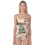 Seamless Pattern Owls Dream Cute Style Pajama Fabric Camisole Leotard 