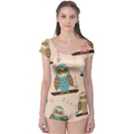 Seamless Pattern Owls Dream Cute Style Pajama Fabric Boyleg Leotard 