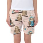 Seamless Pattern Owls Dream Cute Style Pajama Fabric Women s Basketball Shorts